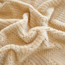 GobekUsa Double-Layer Coral Fleece Jacquard Blanket: Warm & Multi-Functional for Home & Travel