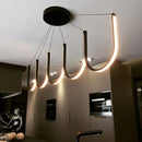 GobekUsa LED Chandelier: Black Gold Aluminium Hanging Light, Parlor Dining Room Bedroom Lamp