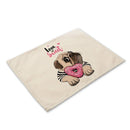 GobekUsa Cute Dog Linen Dining Mats Coasters 42*32cm Home Decor
