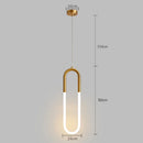 GobekUsa Gold Ring Pendant Lights Warm White LED U Shape Hanging Lamp