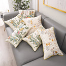 GobekUsa 3D Pink Flower Farmhouse Style Cushion Cover 45x45cm - Embroidered Sofa, Bed, Living Room