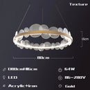 GobekUsa Frost Texture LED Ring Chandelier for Living Room Office Ceiling