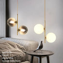 Nordic Glass Globe Pendant Light in Gold and White