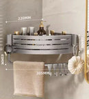 GobekUsa Corner Shelf with Towel Bar Hook, Aluminum Organizer for Bathroom and Kitchen