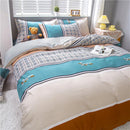 GobekUsa Cartoon Lattice Floral Geometric Pattern Bedding Set