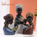 GobekUsa African Exotic Black Mother And Child Resin Statues Retro Figurines For Home Decor
