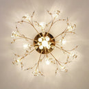 GobekUsa Glass Flower Chandelier Ceiling Lamp - Nordic Crystal Branch Tree Lighting for Living Room and Bedroom
