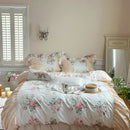 GobekUsa Korean Princess Style Floral Cotton Bedding Set with Ruffles