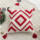 GobekUsa Christmas Embroidered Red Geometric Cushion Cover - Festive Holiday Throw Pillow Cover