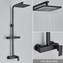 GobekUsa Black Rainfall Shower Faucet Set with Bathtub Tap and Height Adjust Shower Mixer