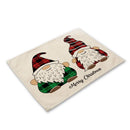 GobekUsa Christmas Linen Dining Table Mats - Festive Home Decor with Santa Claus Print