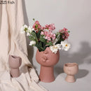 GobekUsa Abstract Face Ceramic Vase for Table Flowers Decoration