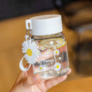 GobekUsa Daisy Flower Glass Water Bottle Portable Tumbler 350ML