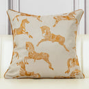GobekUsa Gold Faux Silk Horses Jacquard Cushion Cover, Soft Chinese Style Throw Pillow Case