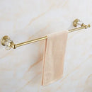 GobekUsa Brass and Crystal Bathroom Accessories Set: Shelf, Robe Hook, Paper Holder, Brush Holder