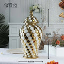 GobekUsa Geometric Golden Porcelain Jar - Home Decor Vase & Storage Tank