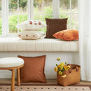 GobekUsa Abstract Plush Burnt Orange Embroidered Pillow Cover 45x45cm Ivory Decoration