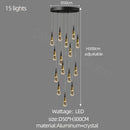 GobekUsa Crystal Chandelier LED Staircase Lamp for Elegant Living Room, Kitchen, and Restaurant