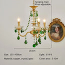 GobekUsa Green Crystal Chandelier for Living Room - Bohemian Style LED Pendant Lighting