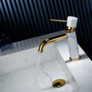 GobekUsa Brushed Gold Bathroom Faucet with Swivel Spout and Marble Accents