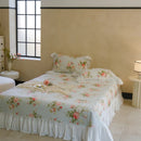 GobekUsa Cotton Floral Ruffles Quilted Bedspread Set with Pillowcases