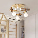 GobekUsa Airplane LED Wooden Plane Chandelier for Kids Room, Boys Bedroom, Creative Lighting