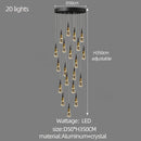 GobekUsa Crystal Chandelier for Stairwell and Living Room Dimming Lighting