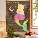 GobekUsa Cat Tapestry: Bohemian Moon Cat Wall Art for Cute Home Decor