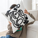 GobekUsa Abstract Art Line Cushion Cover Plush Embroidered Pillowcase