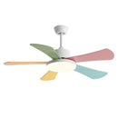 GobekUsa 48" Bedroom Restaurant Ceiling Fan with 5 Wood Blades, DC Motor, LED Light, Remote