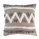 GobekUsa Boho Style Tufted Cushion Cover with Tassel, Gray Embroidery, 45x45cm