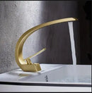 GobekUsa Black/Gold Basin Faucet Modern Bathroom Mixer Tap, Single Handle Waterfall Hot Cold