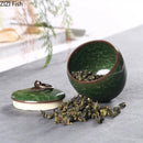 GobekUsa Ice Cracked Texture Tea Caddy Storage Jar with Moisture-proof Sealed Lid
