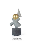 GobekUsa Geometric Gold Ball Abstract Sculpture Triangular Statues for Home Decor