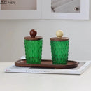 GobekUsa Ceramic Ball Storage Jar with Walnut Lid for Jewelry and Accessories