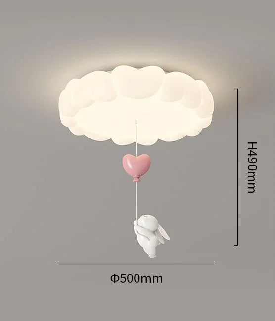 GobekUsa LED Bubble Cloud Rabbit Ceiling Light - Cream Style Warm Lighting for Children's Room, photo 10 of 11