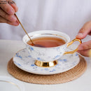 GobekUsa Gold Flowers Pattern Ceramic Cup & Saucer Set for Elegant Dining Experience