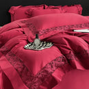 GobekUsa Lace Embroidery 1200TC Egyptian Cotton 4Pcs Bedding Set with Wide Hollow Design