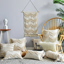GobekUsa Boho Nordic Tassel Pillow Case - Beige Cotton Linen Cushion Cover