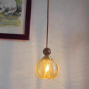 GobekUsa Amber Glass LED Pendant Light - Modern Nordic Design with Iron Base