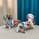 GobekUsa Dachshund Dog Resin Graffiti Art Figurine for Home Interior Collection