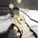 GobekUsa Crystal Chandelier Stair Pendant Lamp Living Room Interior Lighting