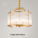 GobekUsa Golden Copper Glass Chandelier LED Ceiling Pendant Light