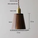 GobekUsa LED Pendant Lamp: Japan Style, Copper Socket, Walnut Wood, Adjustable Hanging Light