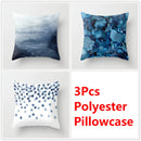 GobekUsa Blue Ink Flower Cushion Cover Set - Nordic Style Sofa Pillowcase Trio for Home Decoration