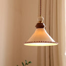 GobekUsa LED Rose Flower Pendant Lamp Ceramic Wood Nordic Modern Hanging Light