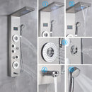 GobekUsa LED Shower Panel Column Faucet with Rainfall Waterfall, Back Jet, Mixer Tap