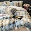 GobekUsa Gradient Faux Rabbit Fur Bedding Set - Warm Luxury Plush Duvet Cover & Quilt Sets