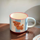 GobekUsa Kawaii Animal Ceramic Drinkware Set: Coffee Cup, Dessert Plate, Cute Dog Mug