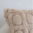 GobekUsa Cream Geometric Faux Fur Pillow Case for Luxury Home Decor